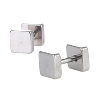 Load image into Gallery viewer, Fake Piercing Edelstahl Schraubverschluss Expander silber Farben Quadrate 6 mm - chic - net.de
