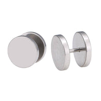 Cargar imagen en el visor de la galería, Fake Piercing Edelstahl Schraubverschluss Expander silber Farben Runde Platten 14 mm - chic - net.de
