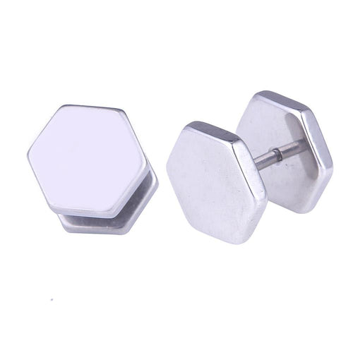 Fake Piercing Edelstahl Schraubverschluss Expander silber Farben sechs Eck 6 mm - chic - net.de