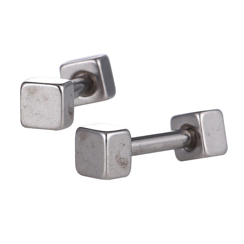 Fake Piercing Edelstahl Schraubverschluss Expander silberfarben Quadrate 3 mm - chic - net.de