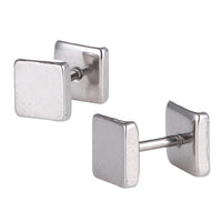 Load image into Gallery viewer, Fake Piercing Edelstahl Schraubverschluss Expander silberfarben Quadratische Platten 8 mm - chic - net.de
