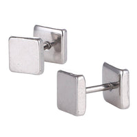 Load image into Gallery viewer, Fake Piercing Edelstahl Schraubverschluss Expander silberfarben Quadratische Platten 8 mm - chic - net.de
