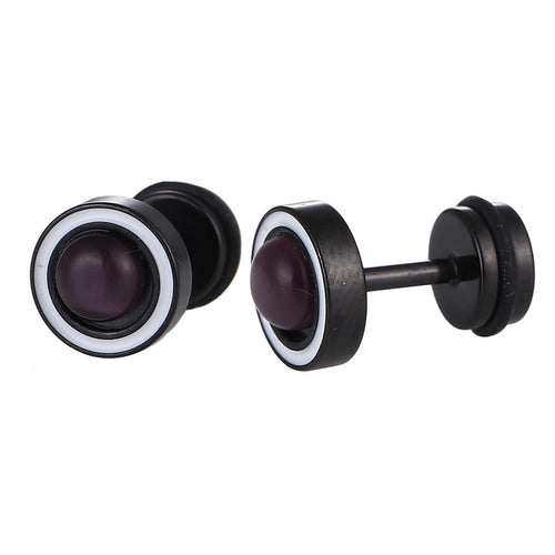 Fake Piercing Edelstahl schwarzer Stein Schraubverschluss Expander - chic - net.de