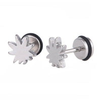 Load image into Gallery viewer, Fake Piercing Expander Blatt silberfarben Schraubverschluss Edelstahl - chic - net.de
