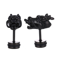 Load image into Gallery viewer, Fake Piercing Expander Chinesicher Drachen Kopf schwarz Schraubverschluss Edelstahl - chic - net.de
