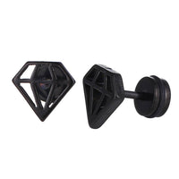 Cargar imagen en el visor de la galería, Fake Piercing Expander Diamanten Form schwarz Schraubverschluss Edelstahl - chic - net.de
