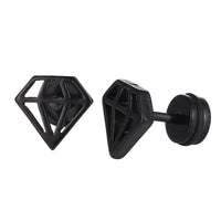 Cargar imagen en el visor de la galería, Fake Piercing Expander Diamanten Form schwarz Schraubverschluss Edelstahl - chic - net.de
