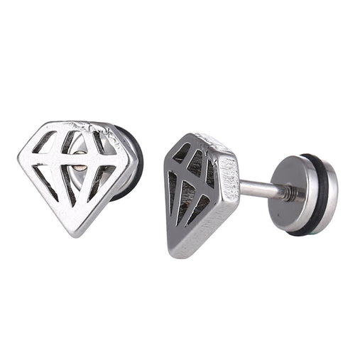 Fake Piercing Expander Diamanten Form silberfarben Schraubverschluss Edelstahl - chic - net.de