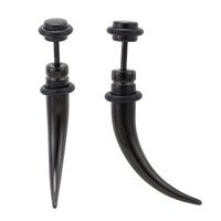 Cargar imagen en el visor de la galería, Fake Piercing Expander Edelstahl schwarz Ohrschmuck 6mm - chic - net.de
