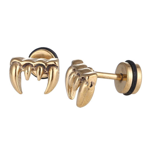 Fake Piercing Expander golden Gebiss Vampier Zähne Schaubverschluss Edelstahl - chic - net.de