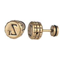 Cargar imagen en el visor de la galería, Fake Piercing Expander golden geriffelter Rand Buchstabe Z und T Schaubverschluss - chic - net.de
