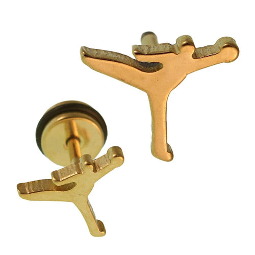 Fake Piercing Expander golden Mann Sportler Basketball Schaubverschluss Edelstahl - chic - net.de