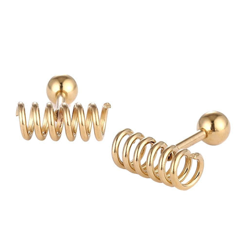 Fake Piercing Expander golden Spirale waagerecht Schaubverschluss Edelstahl - chic - net.de
