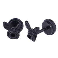 Load image into Gallery viewer, Fake Piercing Expander Rose mit zwei Bättern schwarz Schraubverschluss Edelstahl - chic - net.de
