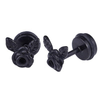 Load image into Gallery viewer, Fake Piercing Expander Rose mit zwei Bättern schwarz Schraubverschluss Edelstahl - chic - net.de
