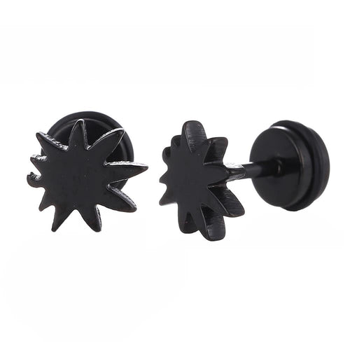 Fake Piercing Expander schwarz Blatt Schaubverschluss Edelstahl - chic - net.de