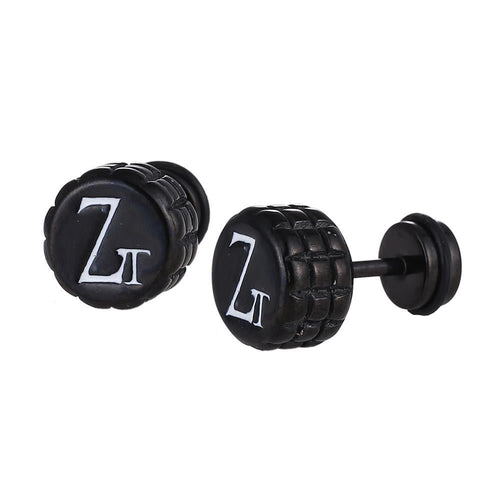Fake Piercing Expander schwarz geriffelter Rand Buchstabe Z und T Schaubverschluss - chic - net.de
