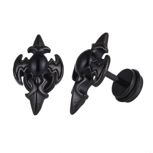 Fake Piercing Expander schwarz Kreuz mit Onyx Stein Schaubverschluss Edelstahl - chic - net.de