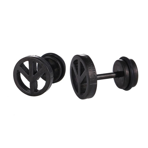 Fake Piercing Expander schwarz Peache Zeichen im Kreis Schaubverschluss Edelstahl - chic - net.de