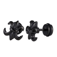 Cargar imagen en el visor de la galería, Fake Piercing Expander schwarz Schwertlilie Schaubverschluss Edelstahl - chic - net.de
