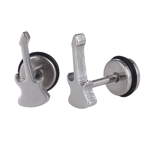 Fake Piercing Expander silber farben Gitarre Schaubverschluss Edelstahl - chic - net.de