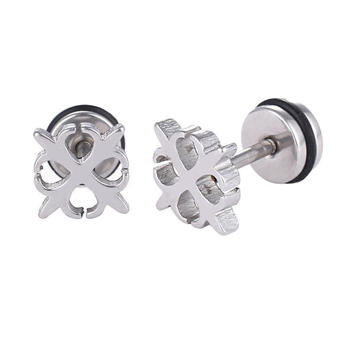 Fake Piercing Expander silber Farben Muster Schnörkel Schaubverschluss Edelstahl - chic - net.de