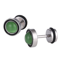 Cargar imagen en el visor de la galería, Fake Piercing Expander silber Farben Stein grün Edelstahl Schaubverschluss - chic - net.de
