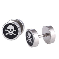 Load image into Gallery viewer, Fake Piercing Expander silber Farben Totenkopf Knochen schwarz Schaubverschluss Edelstahl - chic - net.de
