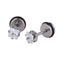 Load image into Gallery viewer, Fake Piercing Expander silber Farben weißer eingefasster Zirkonia Stein Schaubverschluss Edelstahl - chic - net.de

