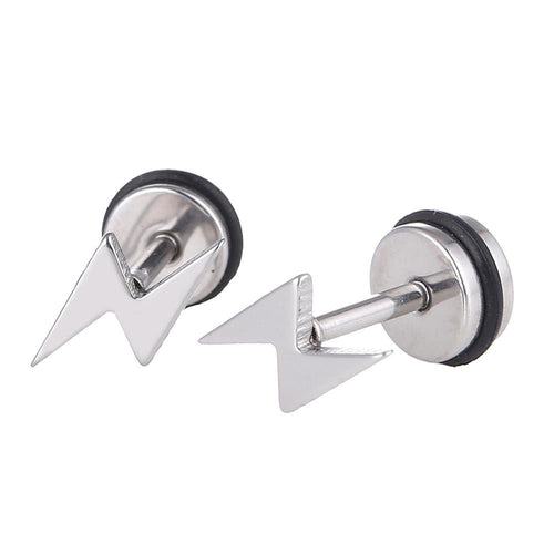 Fake Piercing Expander silberfarben Blitz Schaubverschluss Edelstahl - chic - net.de
