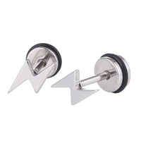 Load image into Gallery viewer, Fake Piercing Expander silberfarben Blitz Schaubverschluss Edelstahl - chic - net.de

