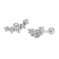 Cargar imagen en el visor de la galería, Fake Piercing Expander silberfarben fünf Zirkonia Steine Schaubverschluss Edelstahl - chic - net.de
