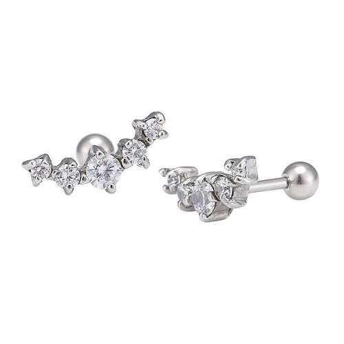 Fake Piercing Expander silberfarben fünf Zirkonia Steine Schaubverschluss Edelstahl - chic - net.de