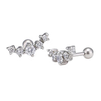 Cargar imagen en el visor de la galería, Fake Piercing Expander silberfarben fünf Zirkonia Steine Schaubverschluss Edelstahl - chic - net.de
