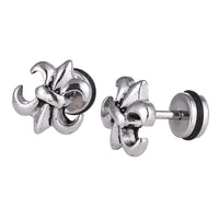 Load image into Gallery viewer, Fake Piercing Expander silberfarben Schwertlilie Schaubverschluss Edelstahl - chic - net.de
