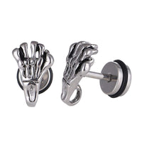 Cargar imagen en el visor de la galería, Fake Piercing Expander silberfarben Skelett Hand Schaubverschluss Edelstahl - chic - net.de
