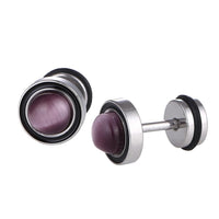 Load image into Gallery viewer, Fake Piercing Expander silberfarben Stein lila Edelstahl Schaubverschluss - chic - net.de

