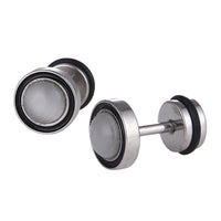 Cargar imagen en el visor de la galería, Fake Piercing Expander silberfarben Stein weiß Edelstahl Schaubverschluss - chic - net.de
