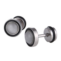 Cargar imagen en el visor de la galería, Fake Piercing Expander silberfarben Stein weiß Edelstahl Schaubverschluss - chic - net.de
