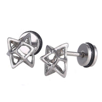 Load image into Gallery viewer, Fake Piercing Expander silberfarben Stern aus Dreiecken 3D Schaubverschluss Edelstahl - chic - net.de
