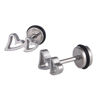 Load image into Gallery viewer, Fake Piercing Expander silberfarben zwei Herzen Schaubverschluss Edelstahl - chic - net.de

