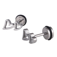Load image into Gallery viewer, Fake Piercing Expander silberfarben zwei Herzen Schaubverschluss Edelstahl - chic - net.de
