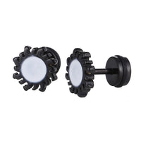Load image into Gallery viewer, Fake Piercing Expander Sonne schwarz Kreis weiß Schraubverschluss Edelstahl - chic - net.de
