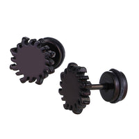 Load image into Gallery viewer, Fake Piercing Expander Sonne schwarz Schraubverschluss Edelstahl - chic - net.de
