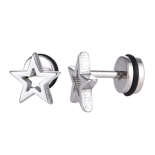 Fake Piercing Expander Stern Rahmen silberfarben Schraubverschluss Edelstahl - chic - net.de