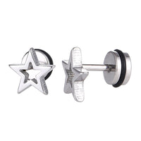Load image into Gallery viewer, Fake Piercing Expander Stern Rahmen silberfarben Schraubverschluss Edelstahl - chic - net.de
