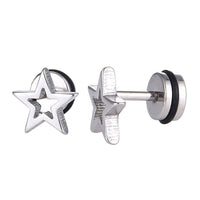 Load image into Gallery viewer, Fake Piercing Expander Stern Rahmen silberfarben Schraubverschluss Edelstahl - chic - net.de
