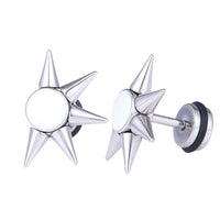 Load image into Gallery viewer, Fake Piercing Expander Zacken weißer Stein silberfarben Schraubverschluss Edelstahl - chic - net.de
