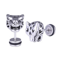Cargar imagen en el visor de la galería, Fake Piercing Geparden Kopf Edelstahl Schraubverschluss silberfarben - chic - net.de
