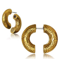 Load image into Gallery viewer, Fake Piercing Muster Hufeisen Halbkreise Brass golden Messing Sterlingsilber - Pin - chic - net.de
